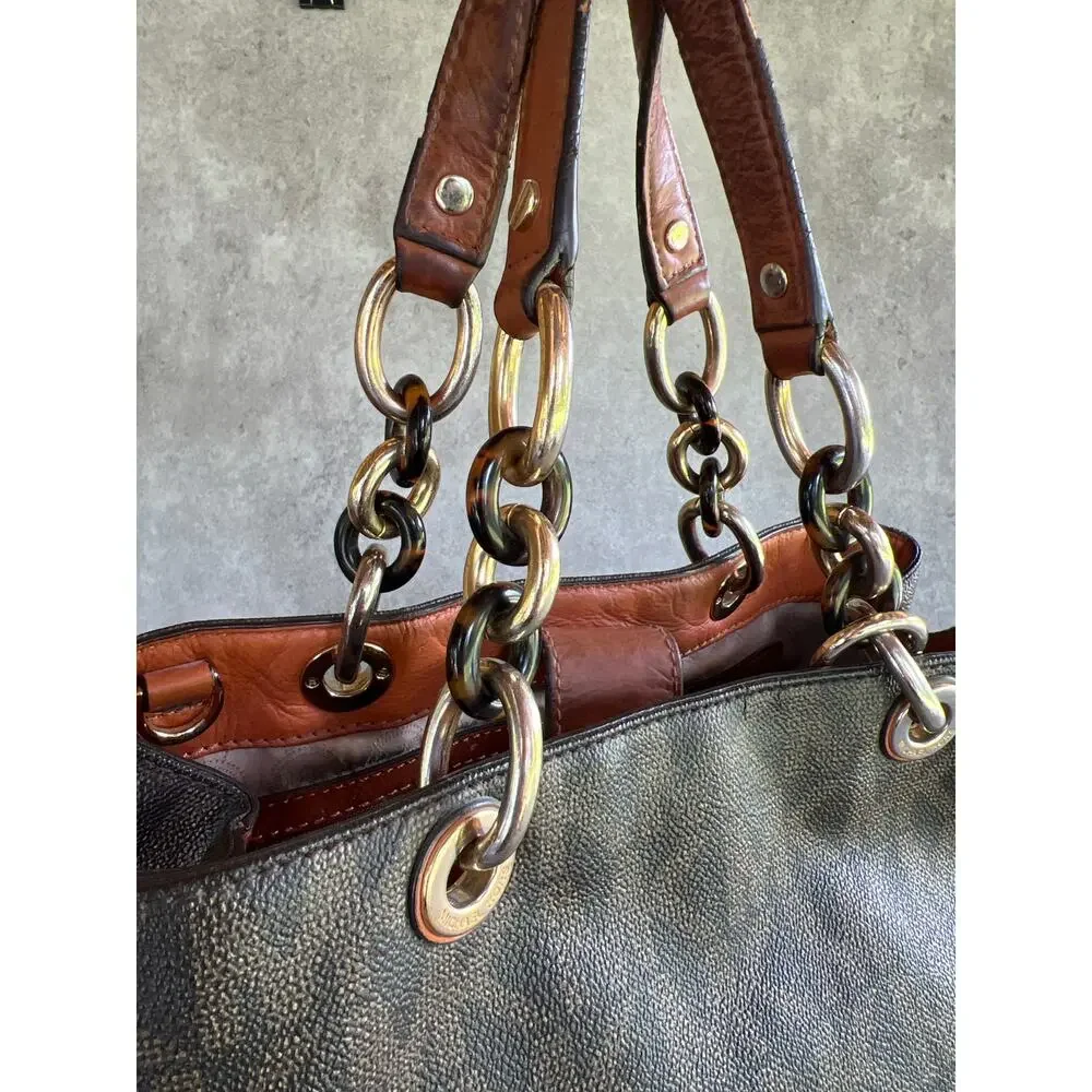 Michael Kors Brown MK Signature Coated Canvas Cynthia Medium Satchel w wallet